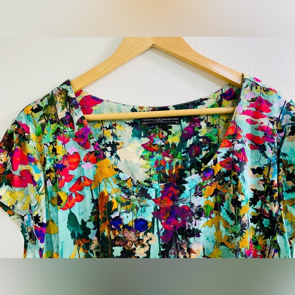 Peruvian Connection Floral Multicolor Midi Dress Size XL - Picture 6 of 10